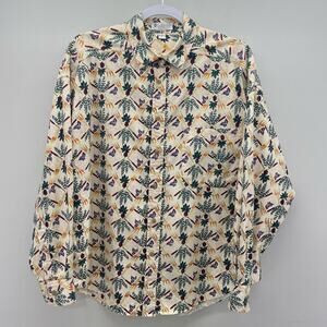 Vintage‎ Columbia Gardening Homestead Acorn Wheat Yellow Green Button Down Shirt